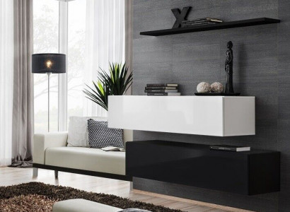 Living Room Black Wall Unit Designer Cabinet Set Wall Shelf Modern New Furniture